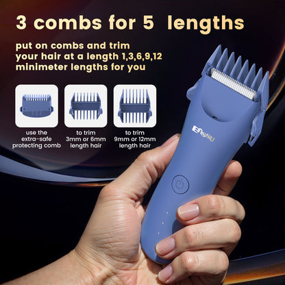 Men’s Body Trimmer Blue – Waterproof, Ceramic Blade, LED Light & Dock