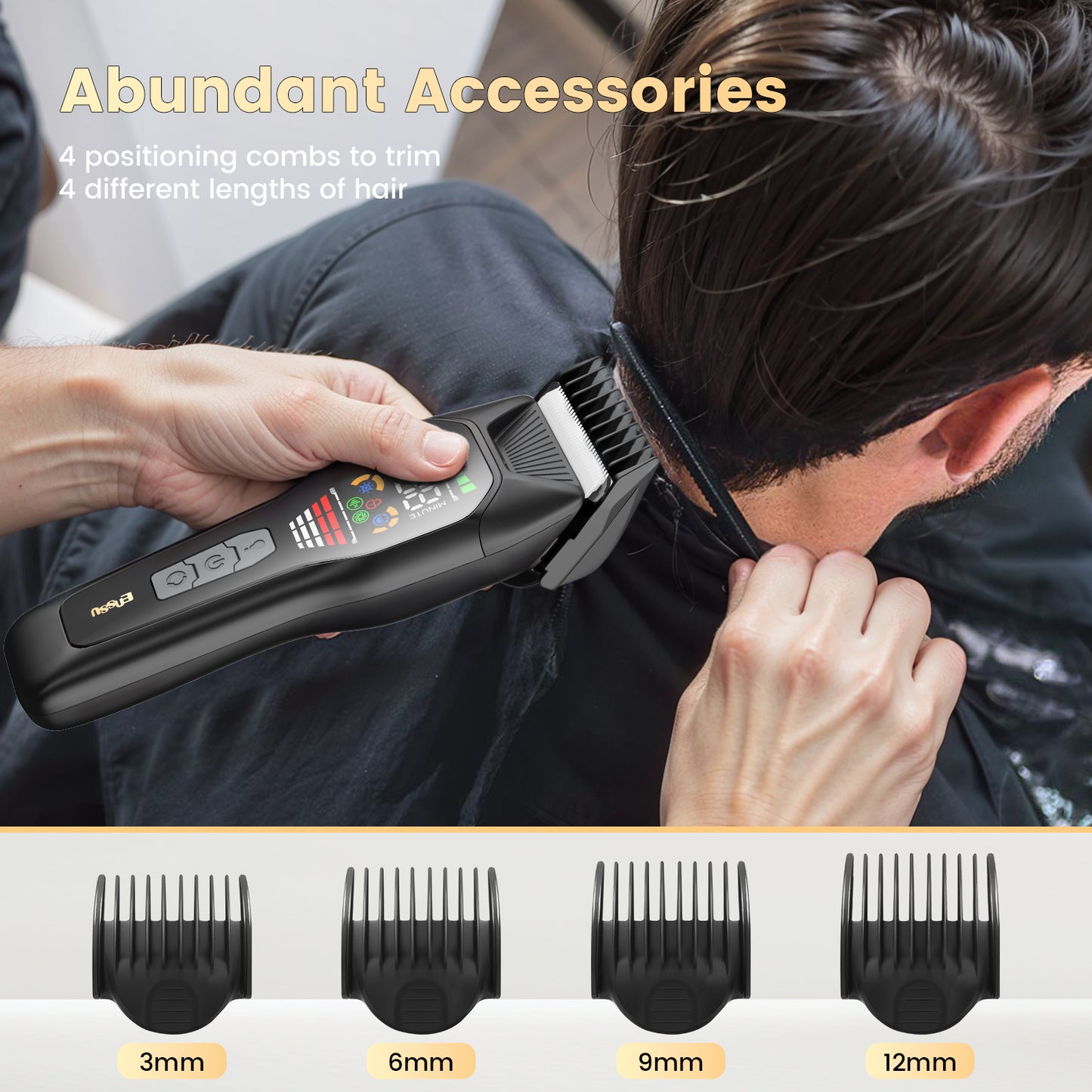Professional Hair Trimmer – 50mm Blade 6500RPM Motor LCD Display