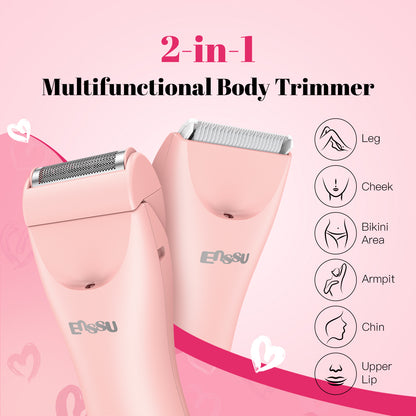 Lady 2-in-1 Bikini Trimmer with Safe Ceramic Blade – Waterproof, Spotlight & LCD Battery Display