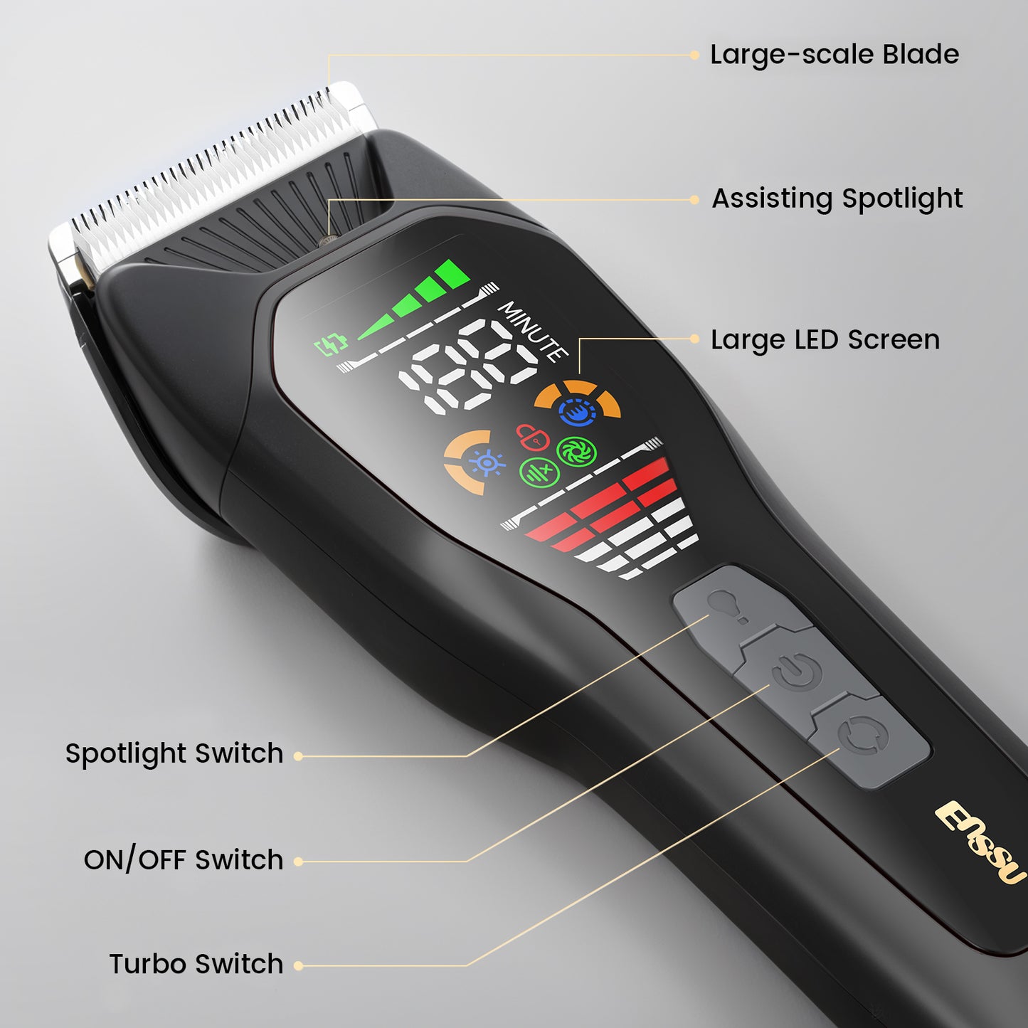 Professional Hair Trimmer – 50mm Blade 6500RPM Motor LCD Display