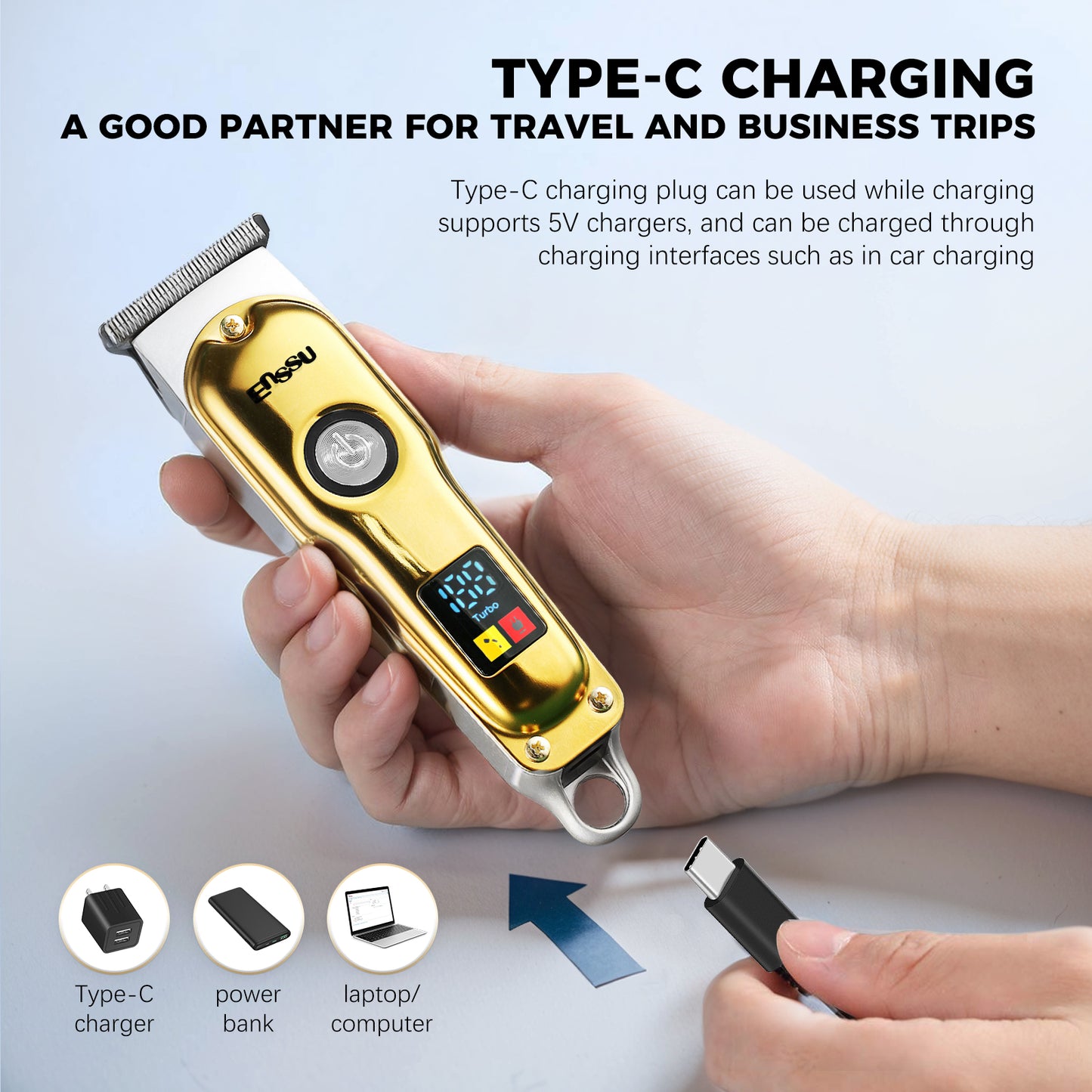 Pro Hair Trimmer – T-Shape Stainless Blade, 6800RPM Dual-Speed Motor
