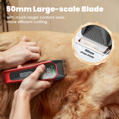 Professional Pet Hair Clipper – 50mm Wide Blade, 6500RPM Powerful Motor, Large LCD Display, Skin-Safe Design