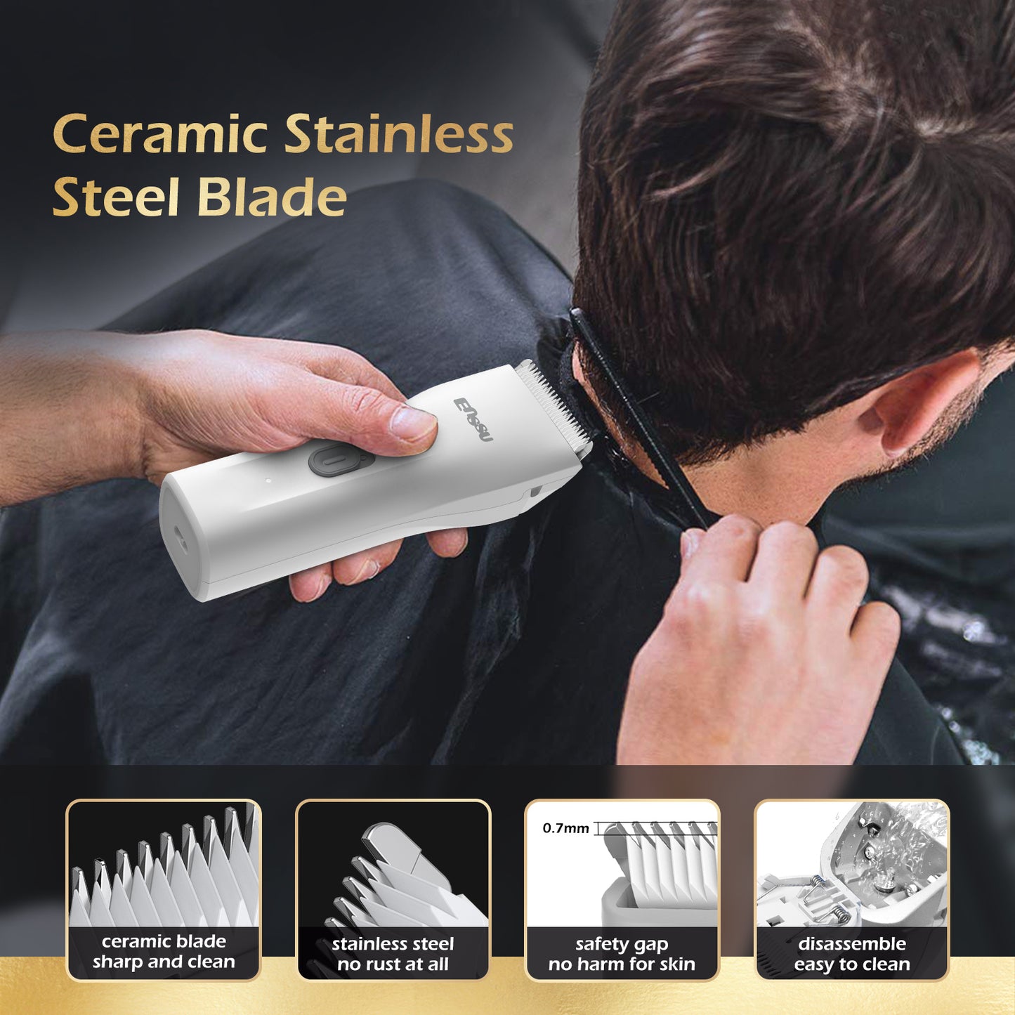 Mini Electric Hair Clipper – White | IPX7 Waterproof with Ceramic Safe Blade
