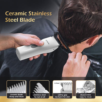 Mini Electric Hair Clipper – White | IPX7 Waterproof with Ceramic Safe Blade