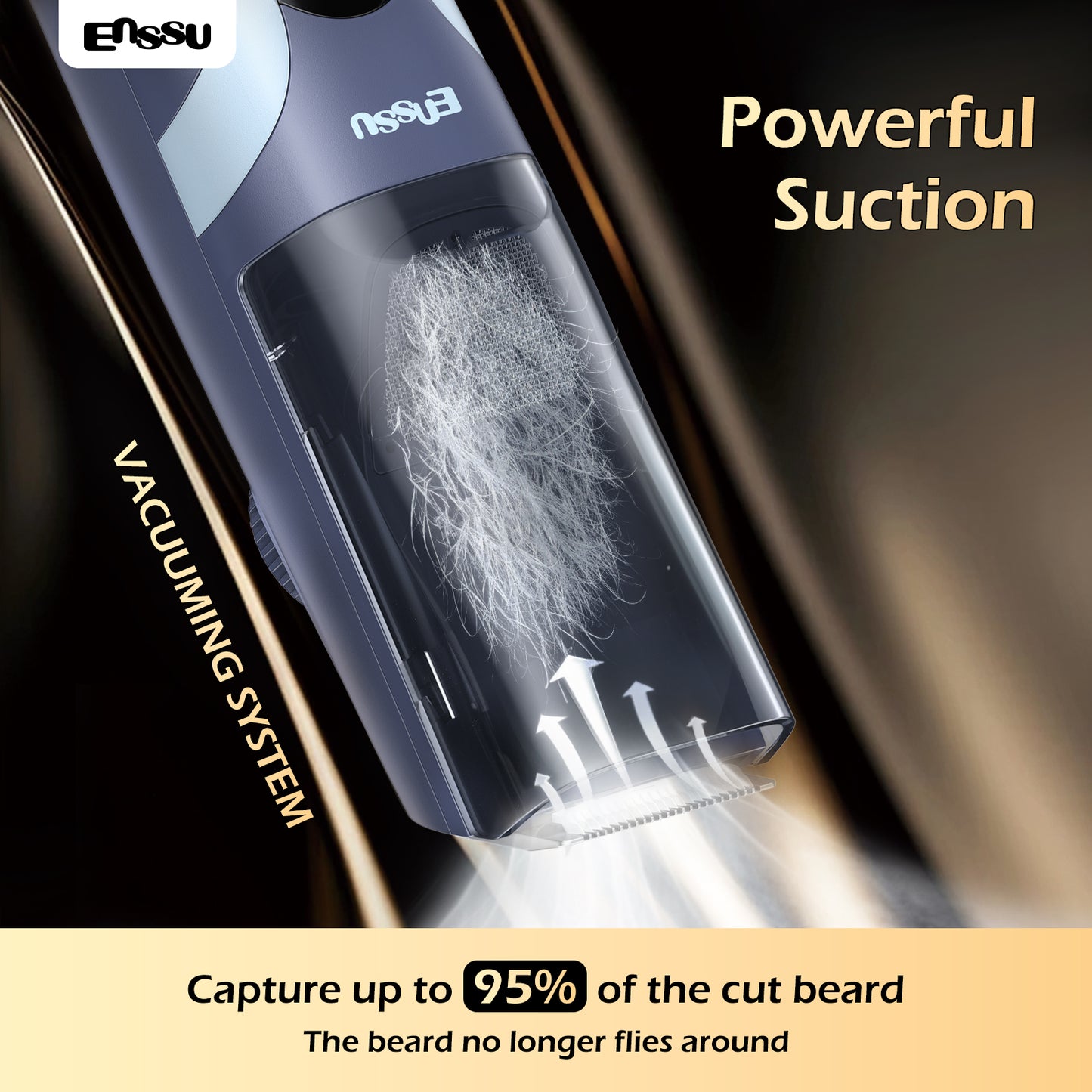 Vacuum Beard Trimmer – Blue, 1-20mm Combs, LCD Display, IPX7 Waterproof