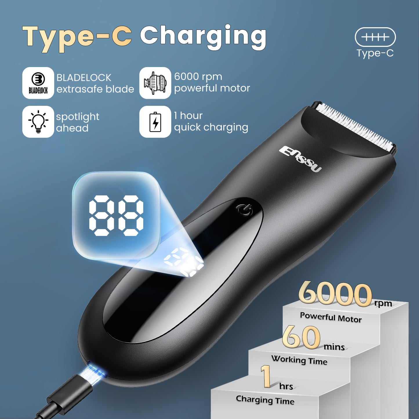 BLADELOCK™ Electric Hair Clipper – Safe Ceramic Blade with Spotlight