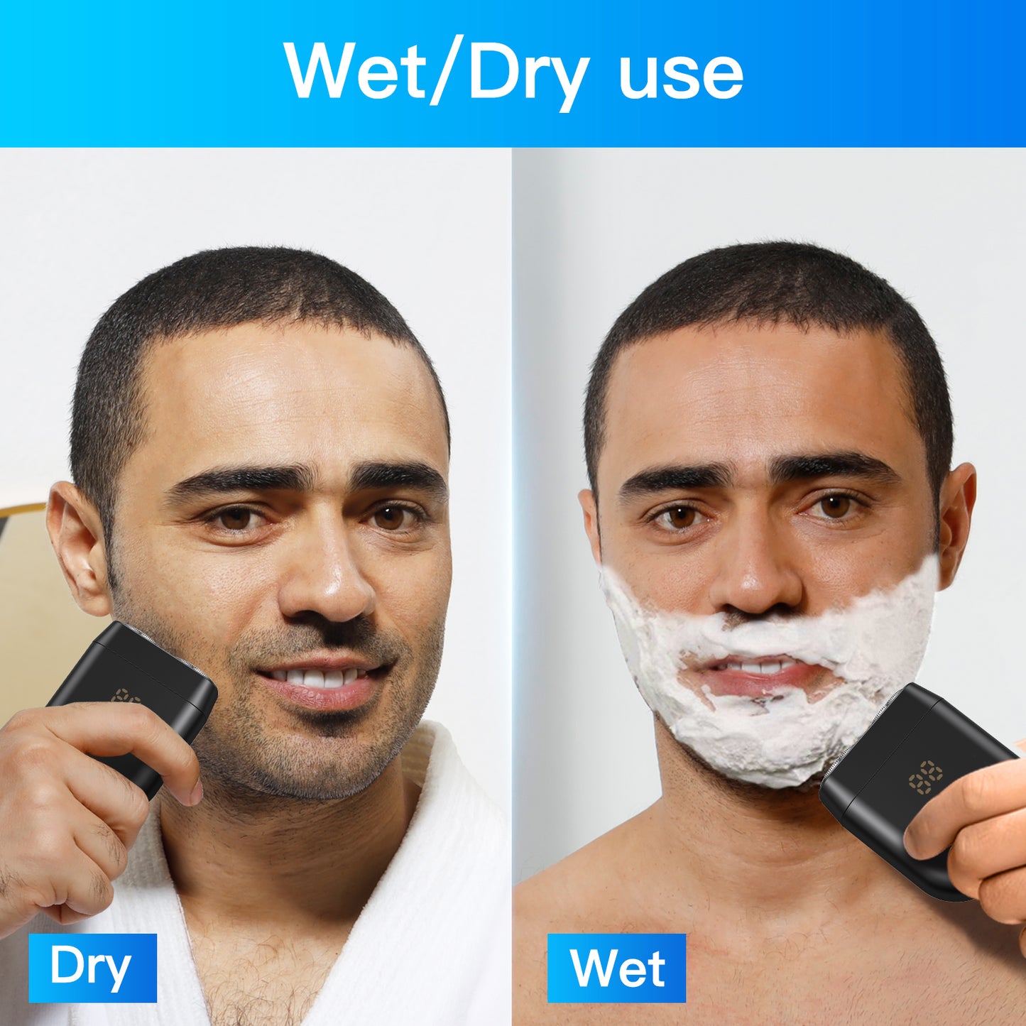 Mini IPX7 Waterproof Beard Trimmer – Dual-Blade, Floating Surface