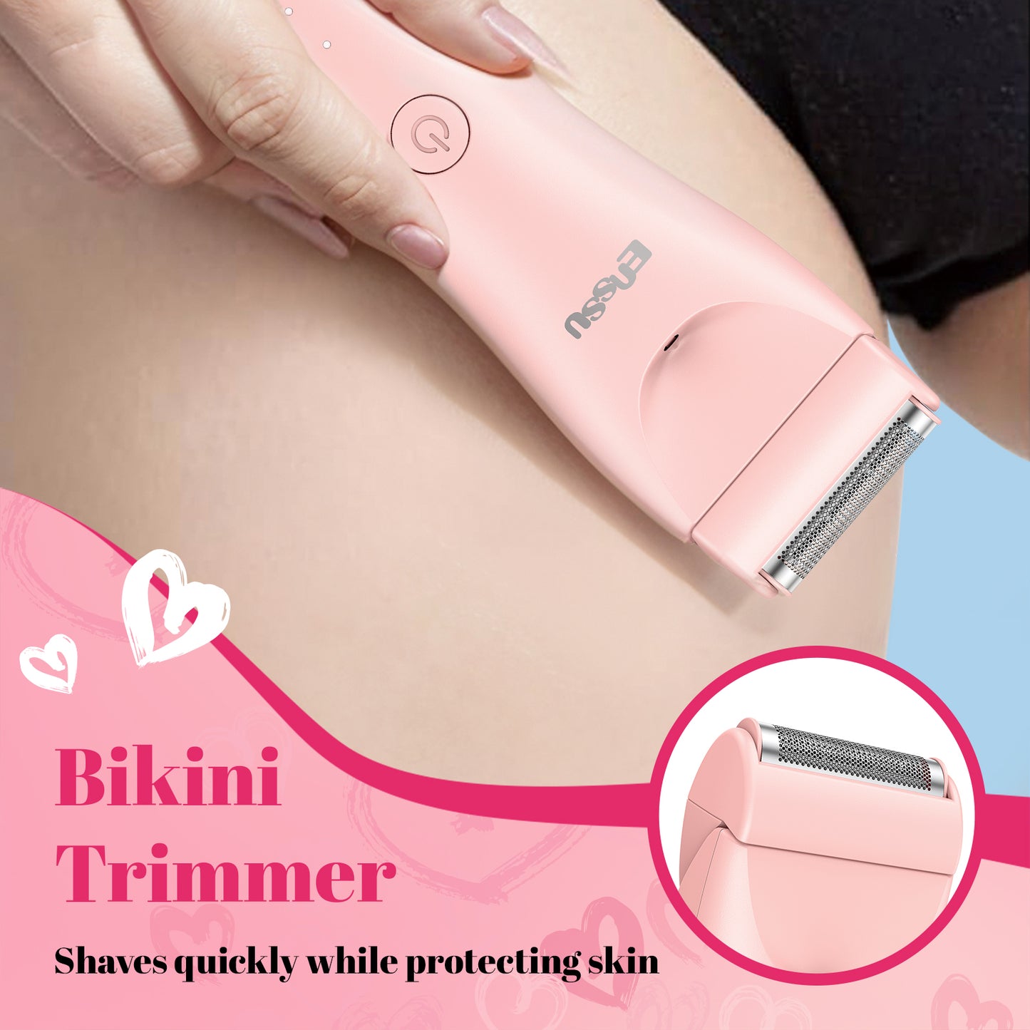 Lady 2-in-1 Bikini Trimmer with Safe Ceramic Blade – Waterproof & Spotlight