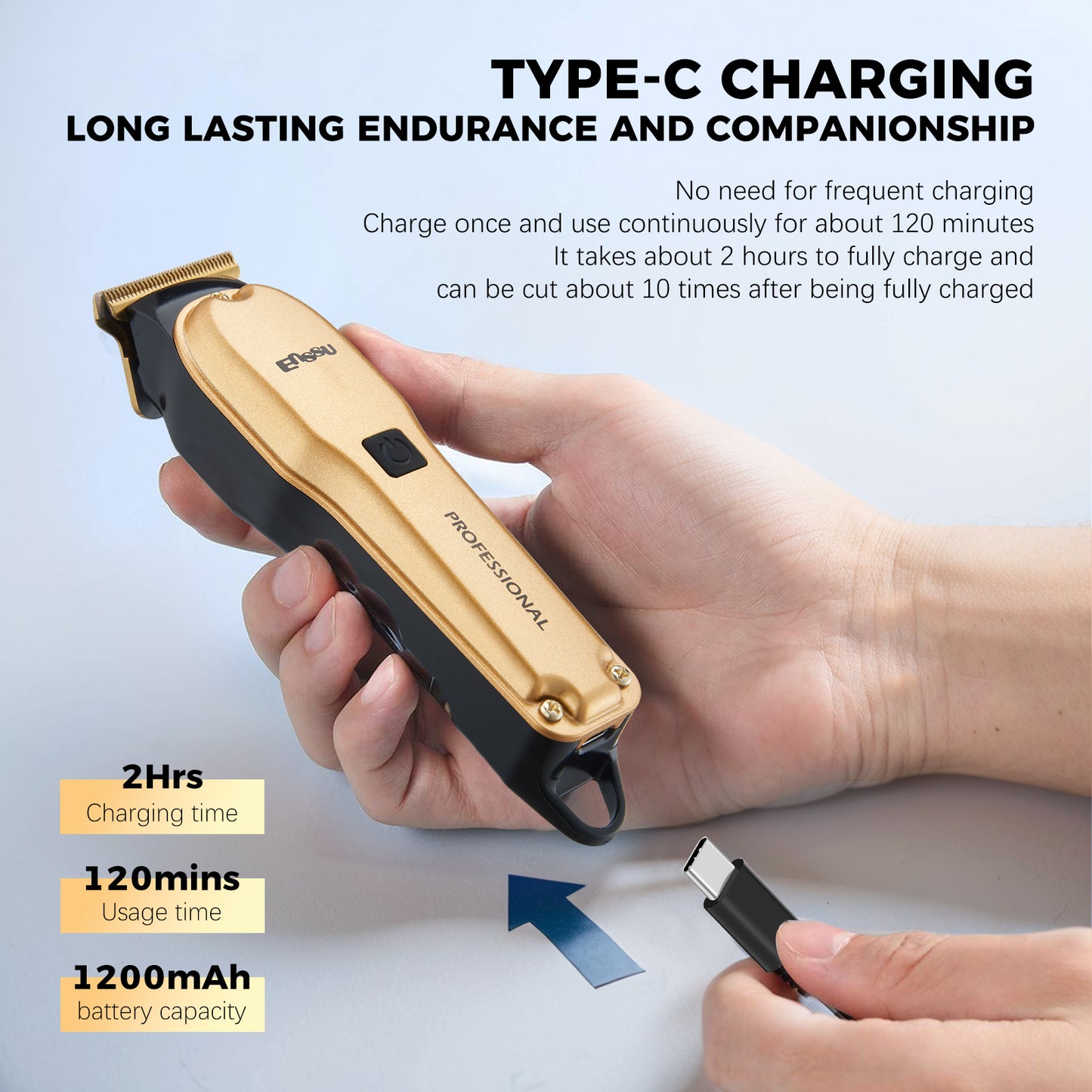Pro Hair Trimmer – T-Shape Stainless Blade, 6800RPM Dual-Speed Motor