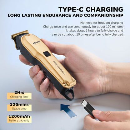 Pro Hair Trimmer – T-Shape Stainless Blade, 6800RPM Dual-Speed Motor