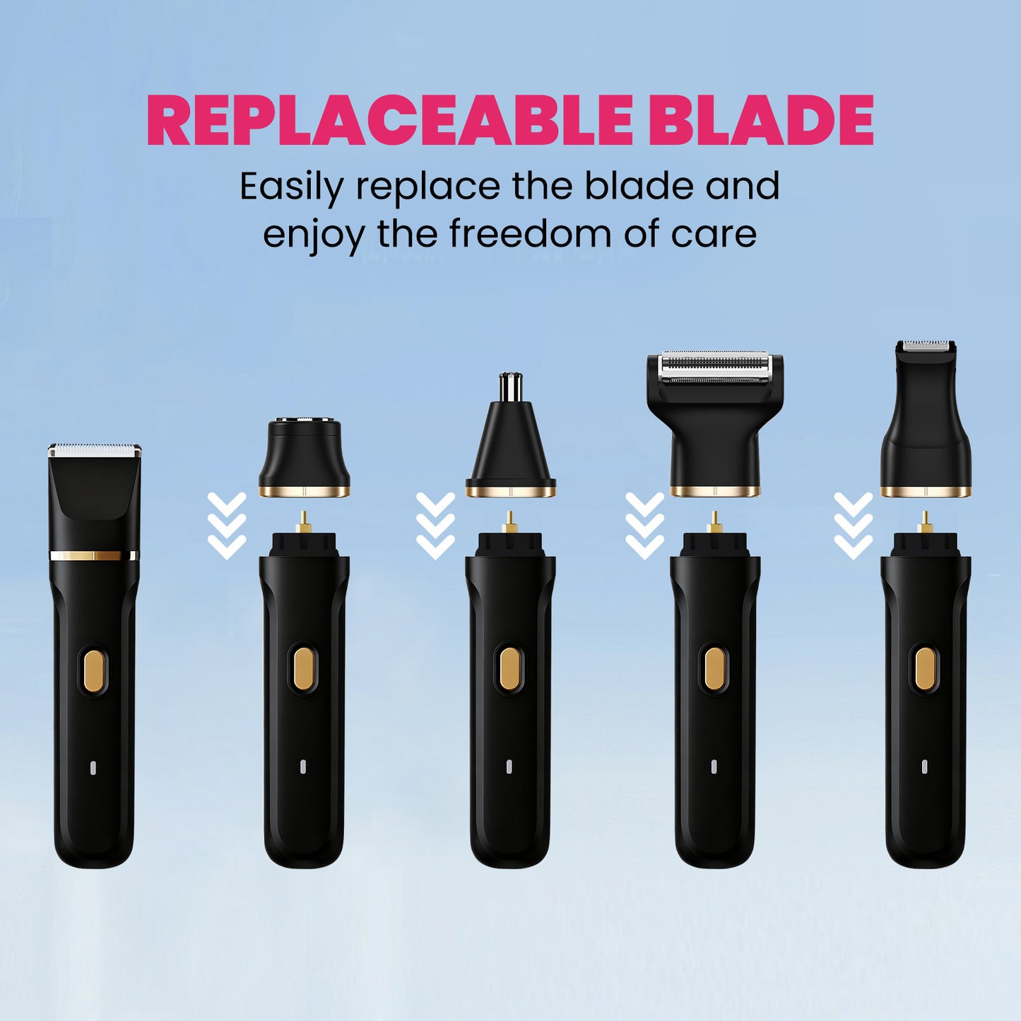 5-in-1 Women’s Body Hair Trimmer Set – Multi-Functional Grooming Kit (Black)