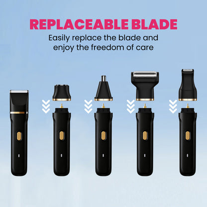 5-in-1 Women’s Body Hair Trimmer Set – Multi-Functional Grooming Kit (Black)