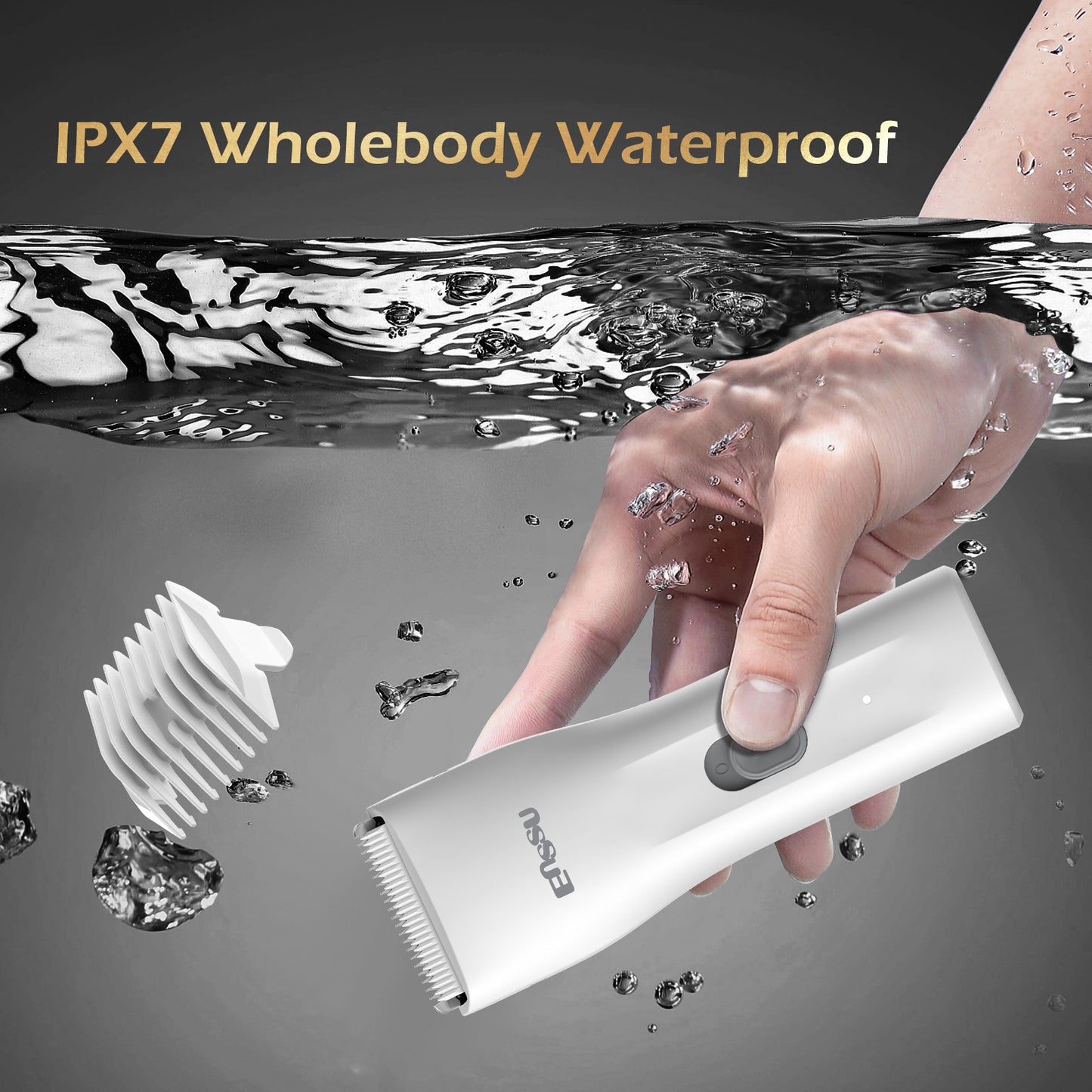 Mini Electric Hair Clipper – White | IPX7 Waterproof with Ceramic Safe Blade