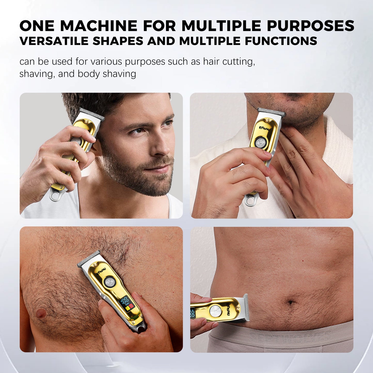 Pro Hair Trimmer – T-Shape Stainless Blade, 6800RPM Dual-Speed Motor