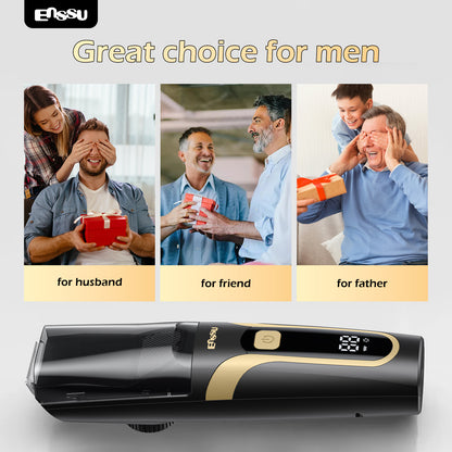 Vacuum Beard Trimmer – Yellow, 1-20mm Combs, LCD Display, IPX7 Waterproof
