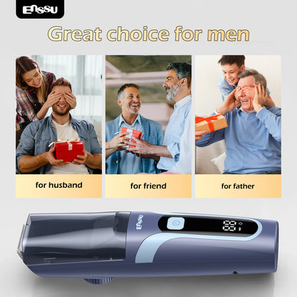 Vacuum Beard Trimmer – Blue, 1-20mm Combs, LCD Display, IPX7 Waterproof