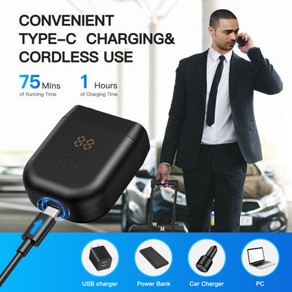 Mini IPX7 Waterproof Beard Trimmer – Dual-Blade, Floating Surface