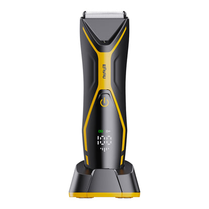 Men's Body Trimmer - Cut-Preventing Blade, IPX7 Waterproof, Spotlight, LCD Display & Dock