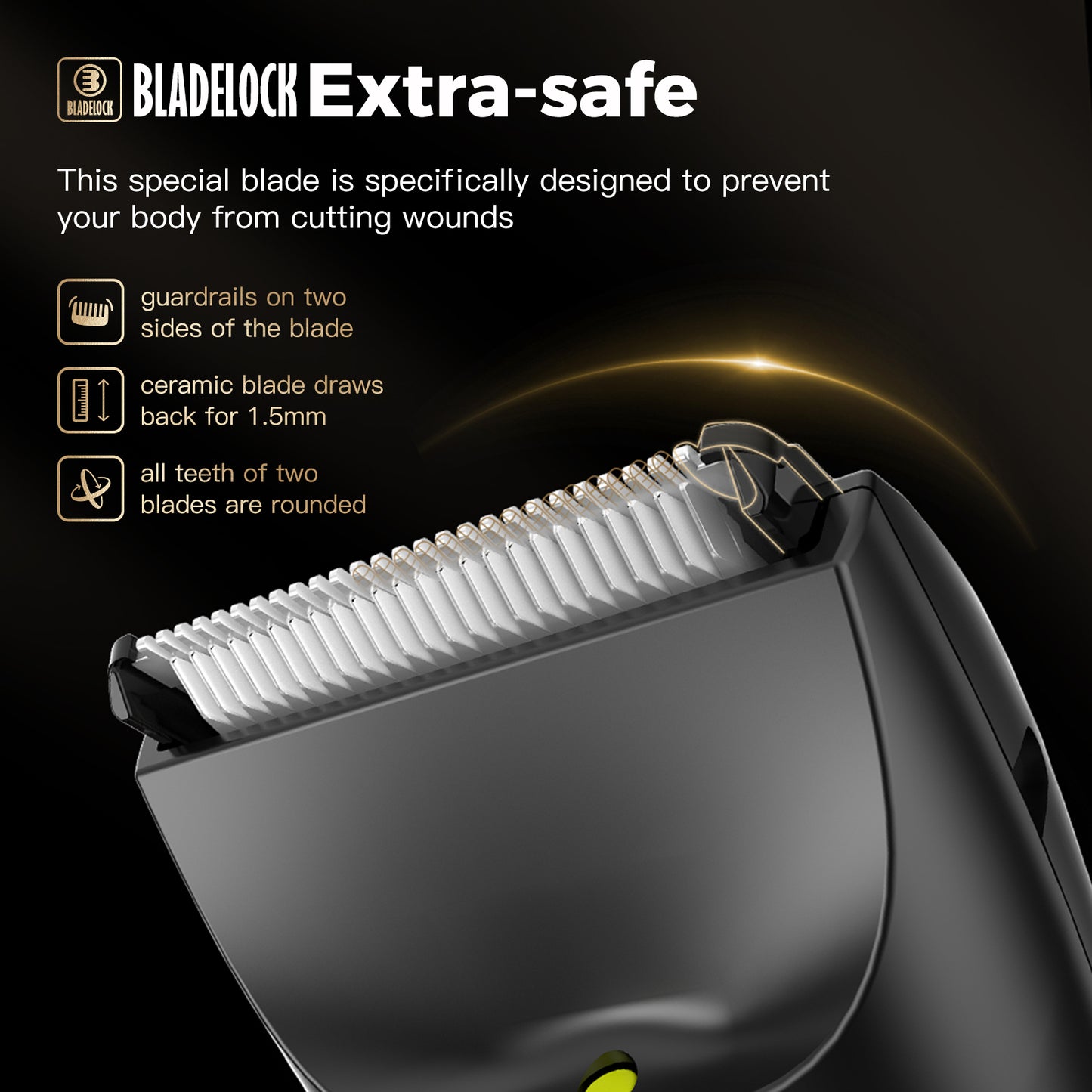 Men’s Body Trimmer – Safe Cut-Preventing Blade, IPX7 Waterproof, LED Spotlight, LCD Display & Charging Dock – Green