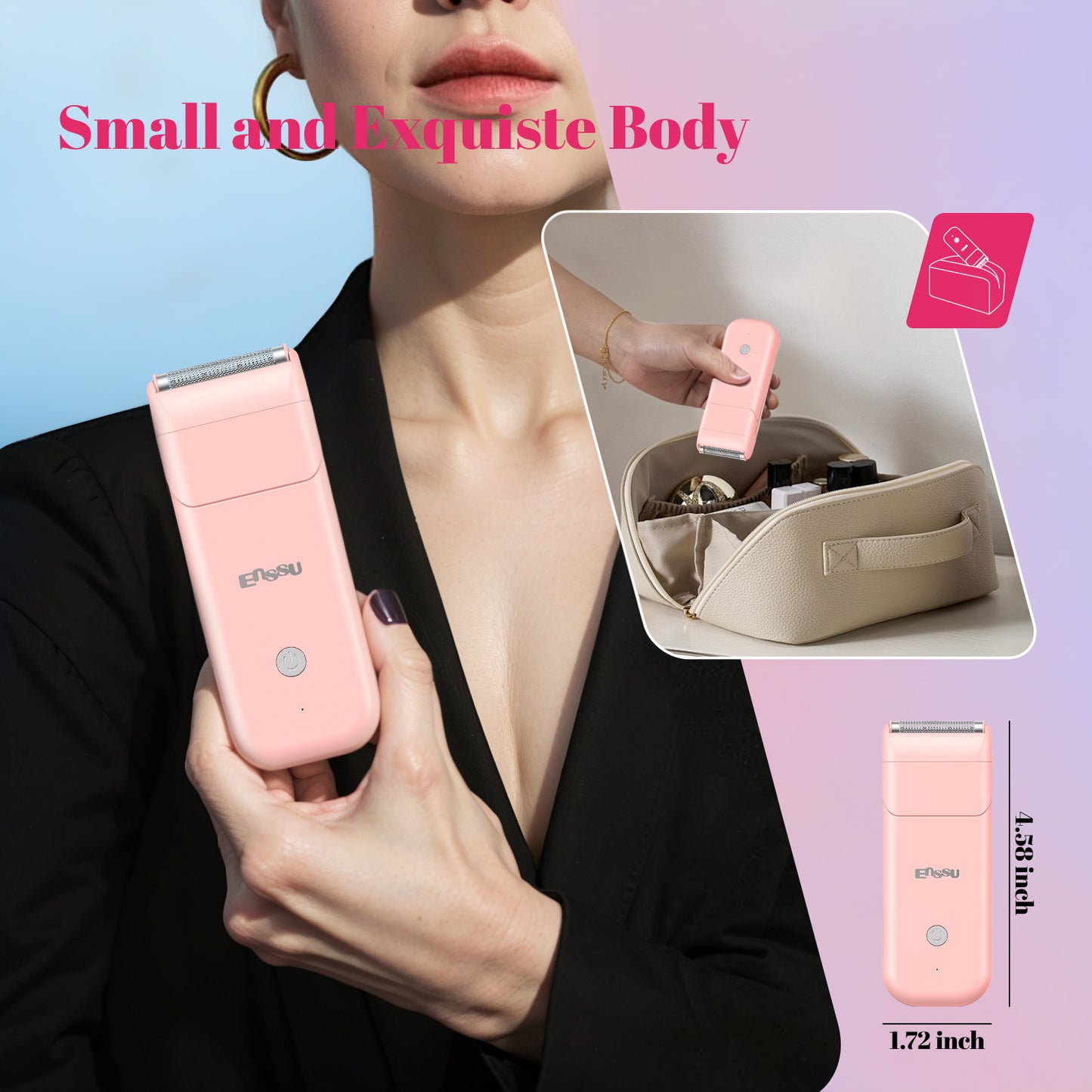2-in-1 Waterproof Bikini Trimmer for Women – Dual Ceramic Blades & Spotlight