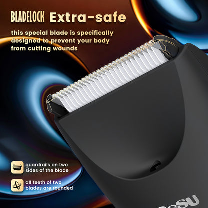 Men’s Body Trimmer Black – Waterproof, Ceramic Blade, LED Light & Dock