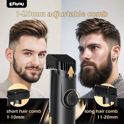 Vacuum Beard Trimmer – Yellow, 1-20mm Combs, LCD Display, IPX7 Waterproof