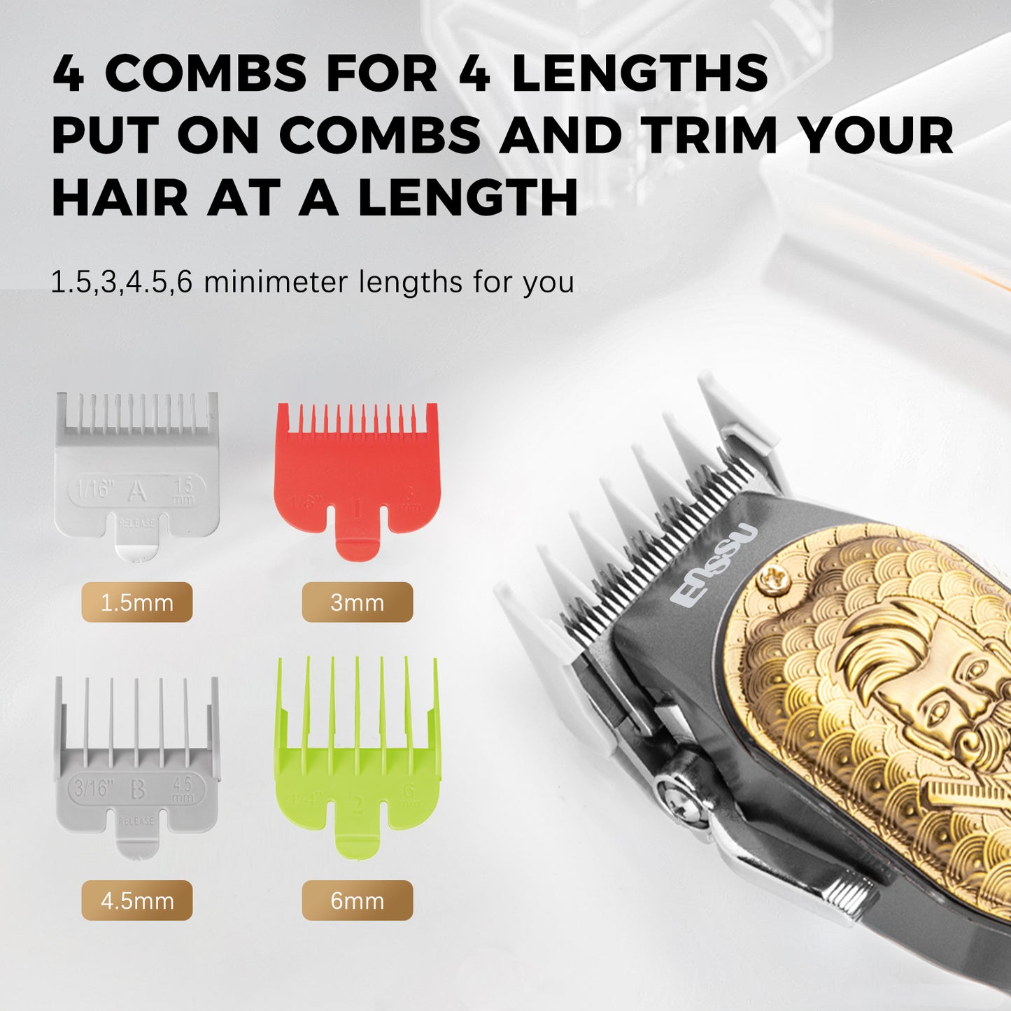 Pro Hair Clipper – Adjustable 45mm Stainless Blade, 6500RPM Motor