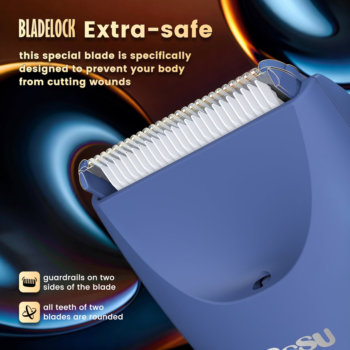 Men’s Body Trimmer Blue – Waterproof, Ceramic Blade, LED Light & Dock