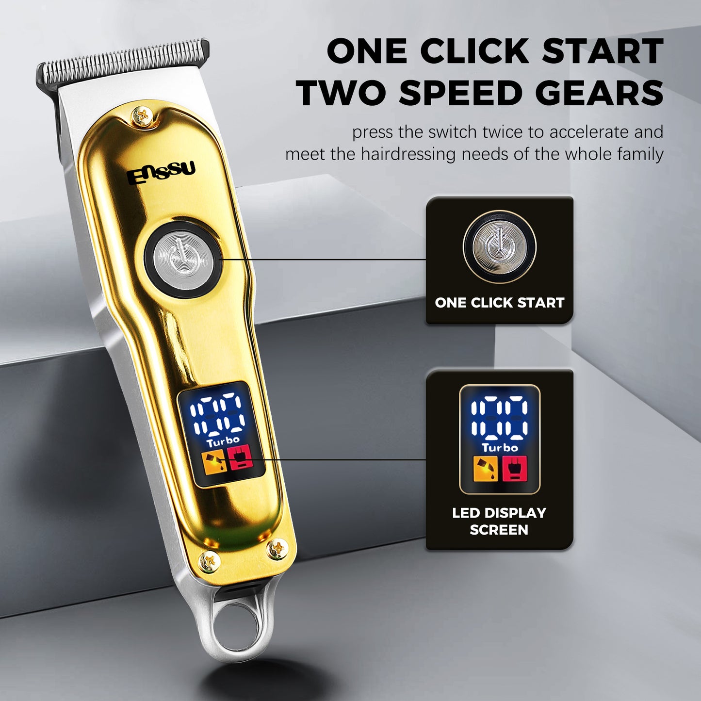Pro Hair Trimmer – T-Shape Stainless Blade, 6800RPM Dual-Speed Motor