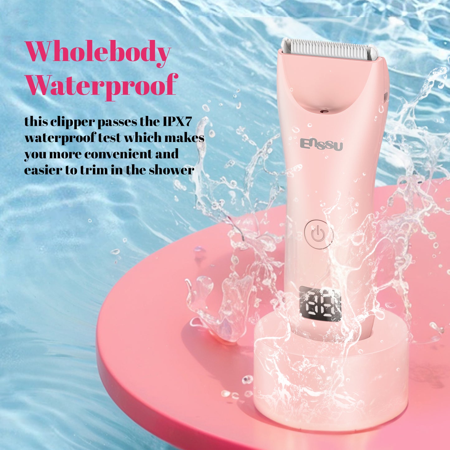 Lady 2-in-1 Bikini Trimmer with Safe Ceramic Blade – Waterproof, Spotlight & LCD Battery Display