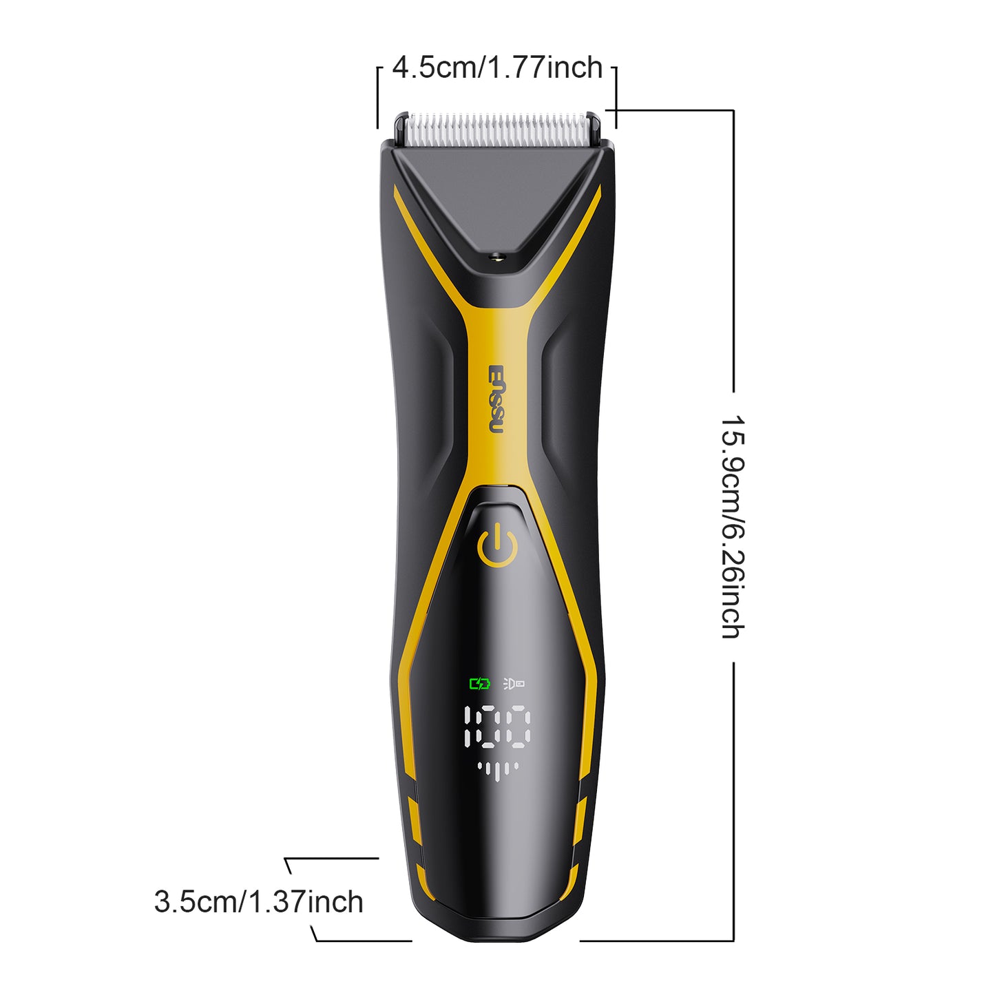 Men's Body Trimmer - Cut-Preventing Blade, IPX7 Waterproof, Spotlight, LCD Display & Dock