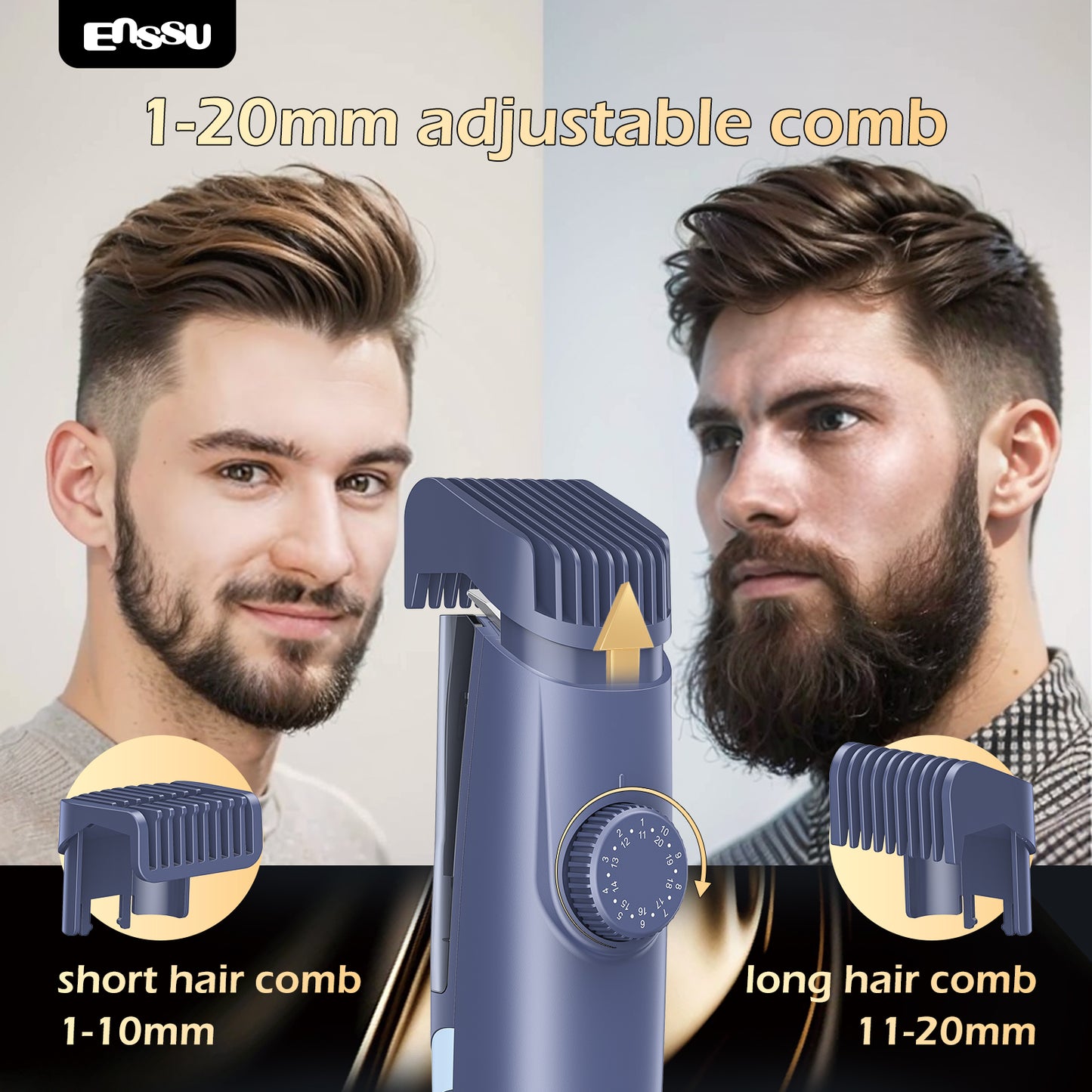Vacuum Beard Trimmer – Blue, 1-20mm Combs, LCD Display, IPX7 Waterproof