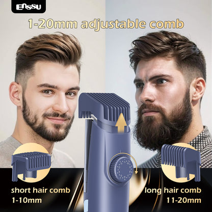 Vacuum Beard Trimmer – Blue, 1-20mm Combs, LCD Display, IPX7 Waterproof