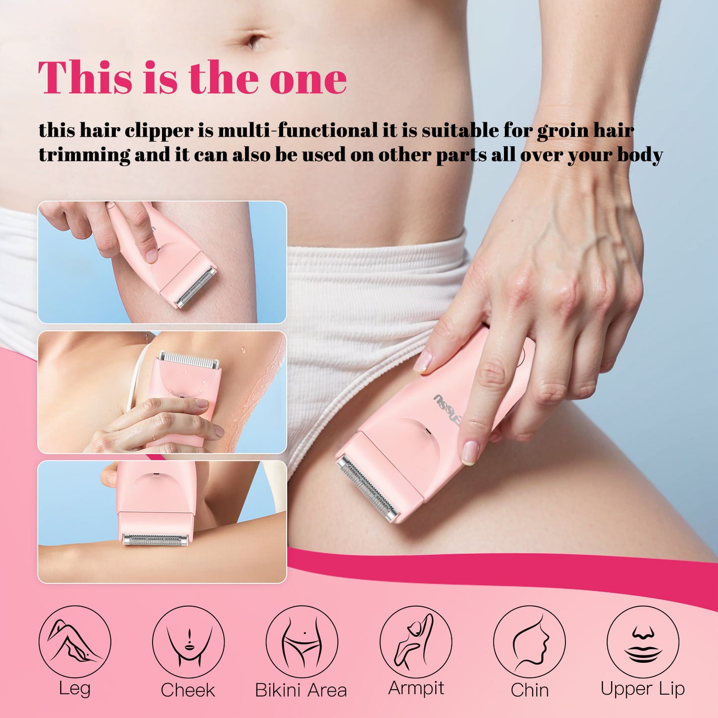 Lady 2-in-1 Bikini Trimmer with Safe Ceramic Blade – Waterproof & Spotlight