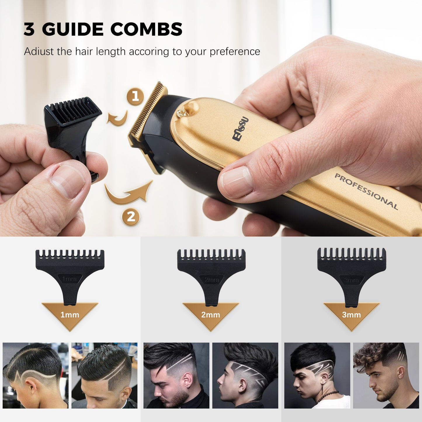 Pro Hair Trimmer – T-Shape Stainless Blade, 6800RPM Dual-Speed Motor