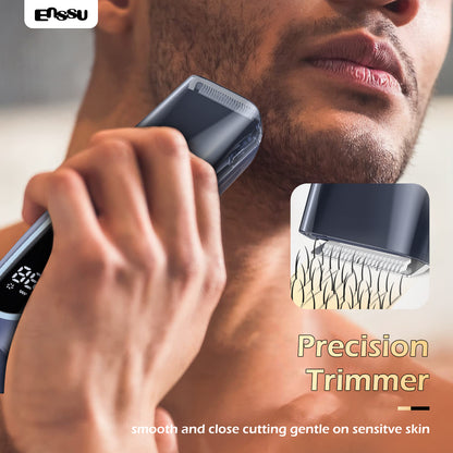 Vacuum Beard Trimmer – Blue, 1-20mm Combs, LCD Display, IPX7 Waterproof