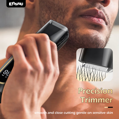 Vacuum Beard Trimmer – Yellow, 1-20mm Combs, LCD Display, IPX7 Waterproof