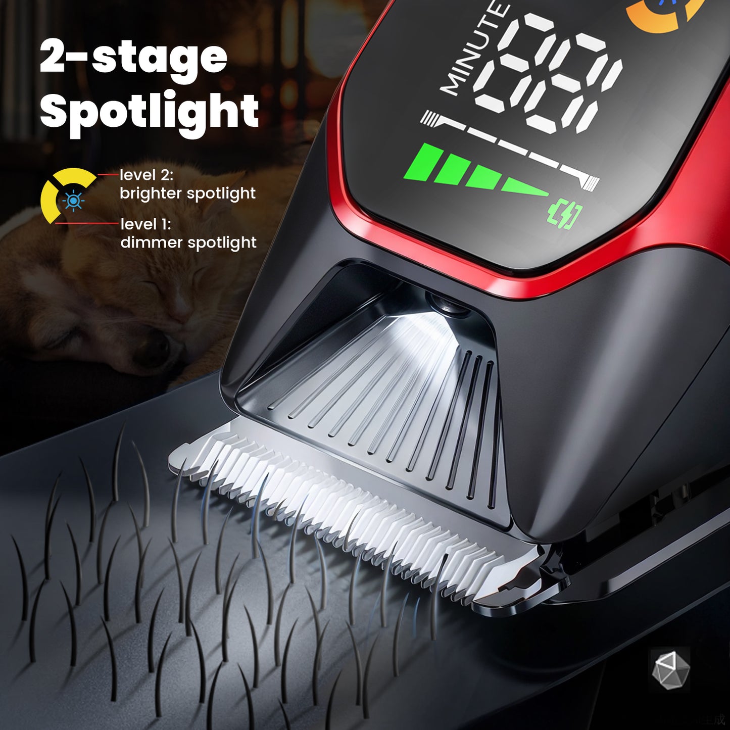 Professional Pet Hair Clipper – 50mm Wide Blade, 6500RPM Powerful Motor, Large LCD Display, Skin-Safe Design