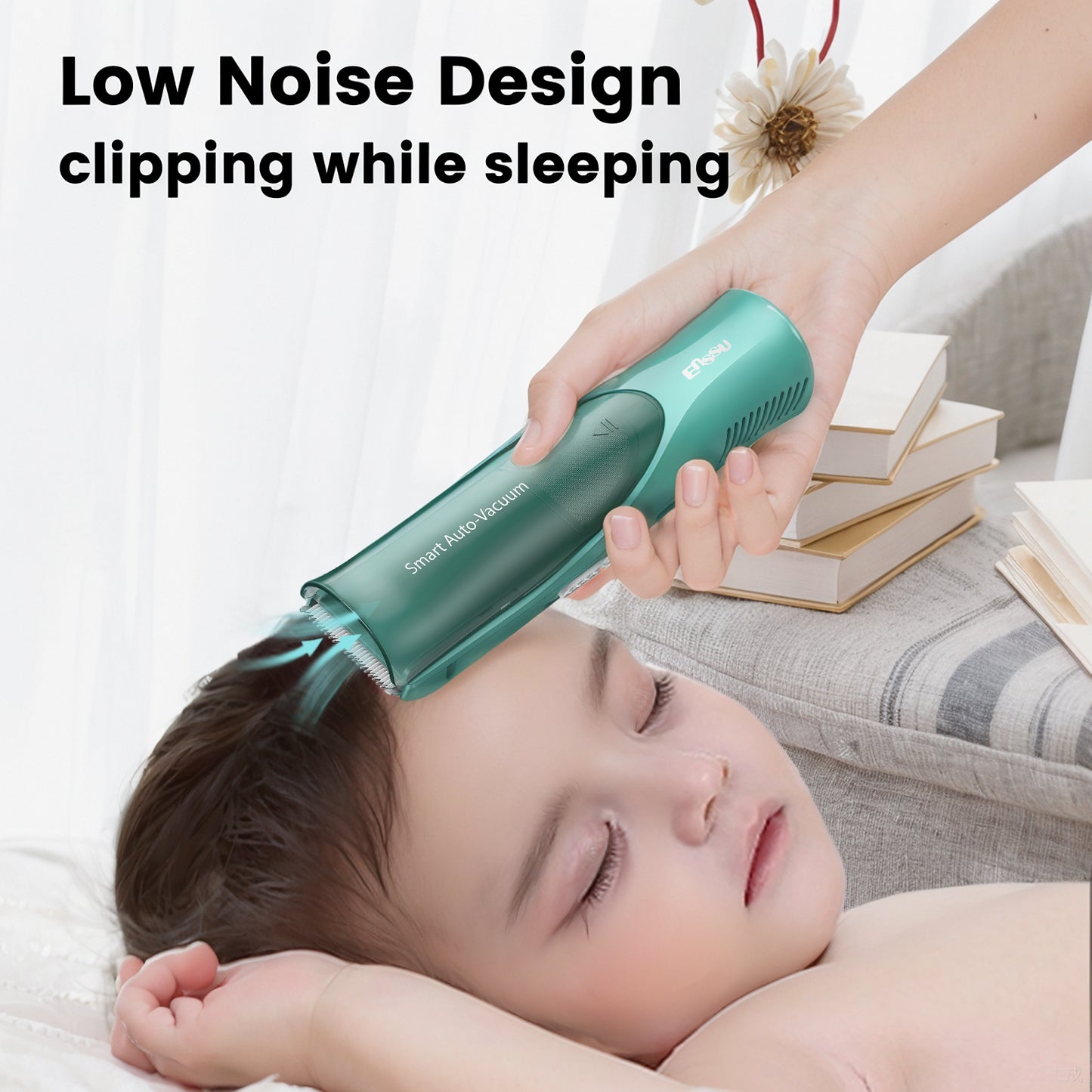 Auto-Vacuum Baby Hair Clipper – Safe Ceramic Blade, Large Storage, IPX7 Waterproof